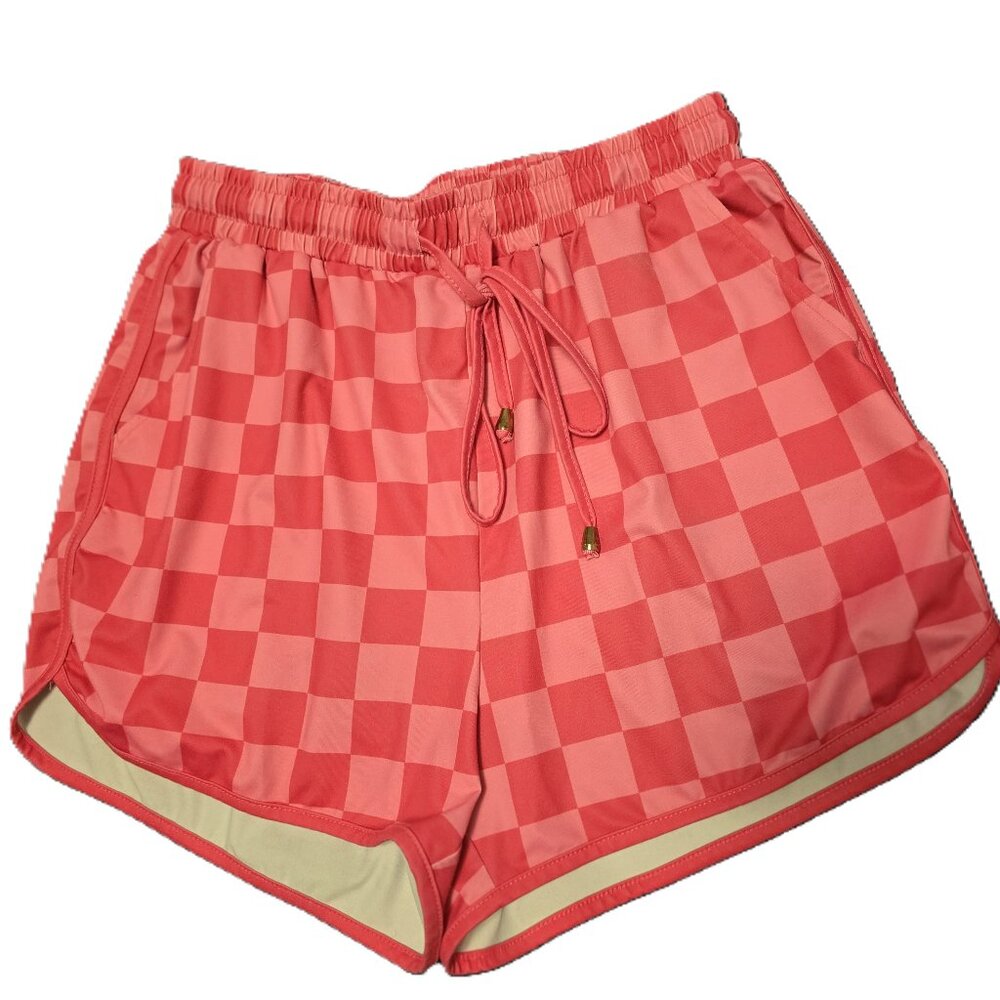Plaid shorts,High-waisted